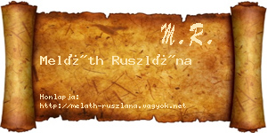 Meláth Ruszlána névjegykártya
